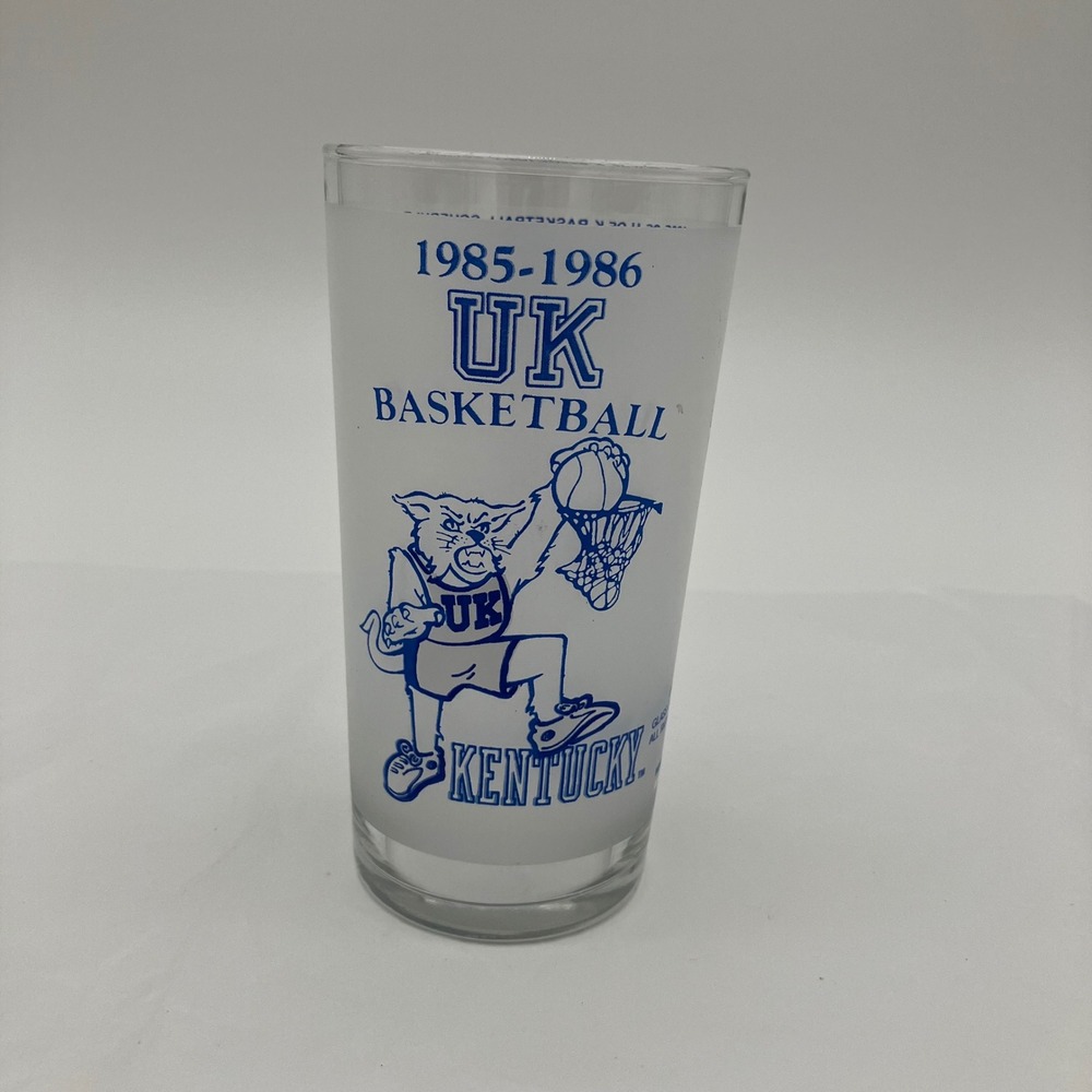 Kentucky Wildcats Libby Glass 1985-1986 Schedule 5.5" White Blue Vintage